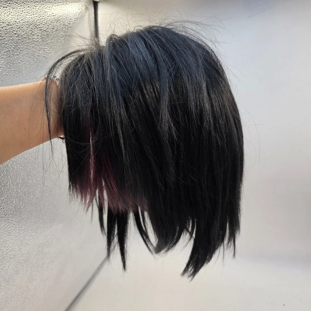 Mayde Beauty Black Burgundy Highlight Synthetic Wig Heat Safe Straight Bob